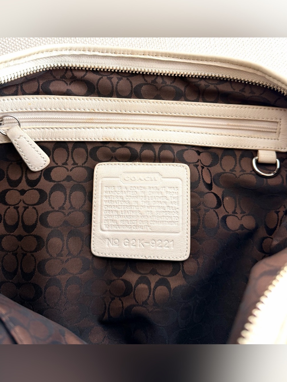 COACH + COA Vintage Ergo 9221 Ivory Glove Tanned Leather Hobo Shoulder Bag Y2K - Picture 5 of 10